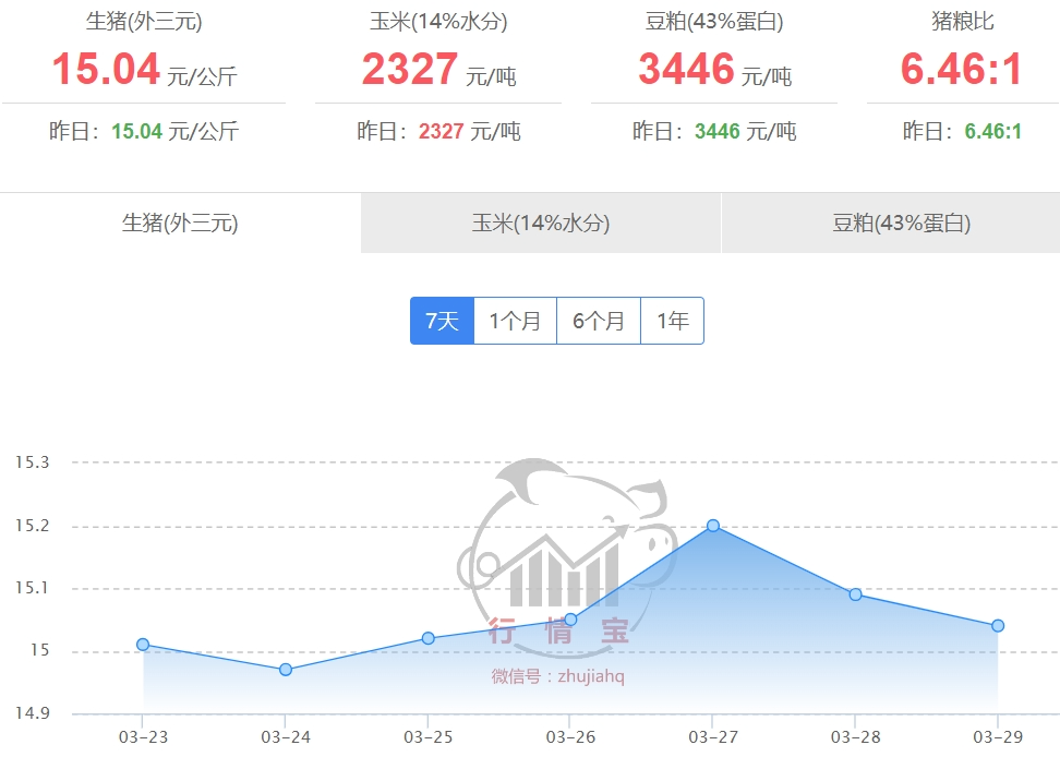 2024年3月30日国内生猪价格一览