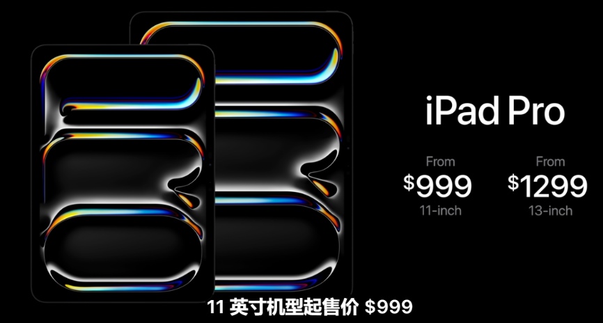 苹果发布会：新款iPad Pro售价999美元起，搭载M4芯片