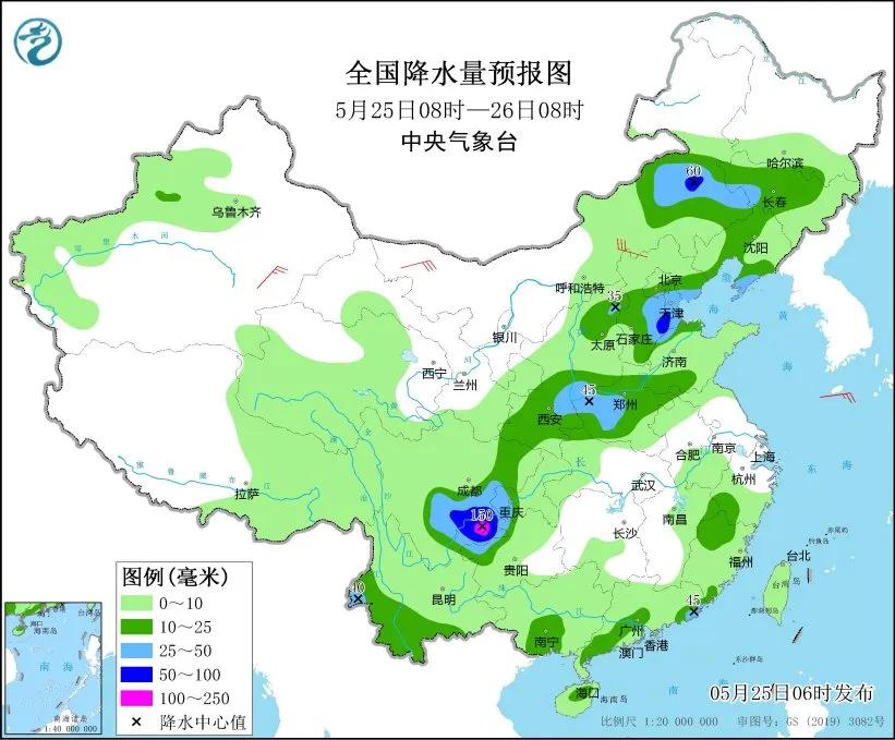 未来三天国内天气预报（5月25日）