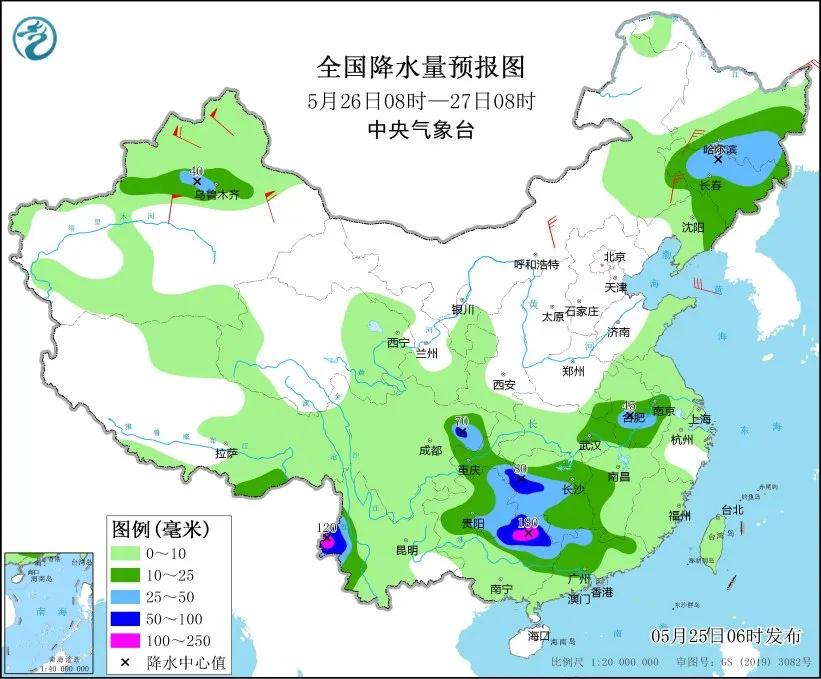 未来三天国内天气预报（5月25日）